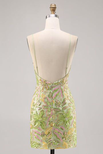 Sparkly Green Sequins Bodycon Mini Cocktail Dress